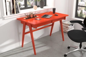 Schreibtisch / Schminktisch mit Schubladen aus Holz Visby Edda / Orange