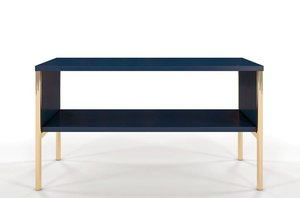 Skandica Polka Eleganter Couchtisch Auf Goldenen Beinen / 2 Ablagen / 80 Cm / Marineblau