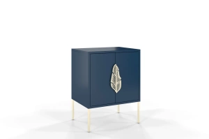 Skandica Merlin Nachttisch, Beistelltisch Mit Goldenen Details / 54 Cm / Marineblau