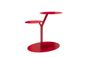 Eleganter Metall-Beistelltisch Kayani Iroko / Rot