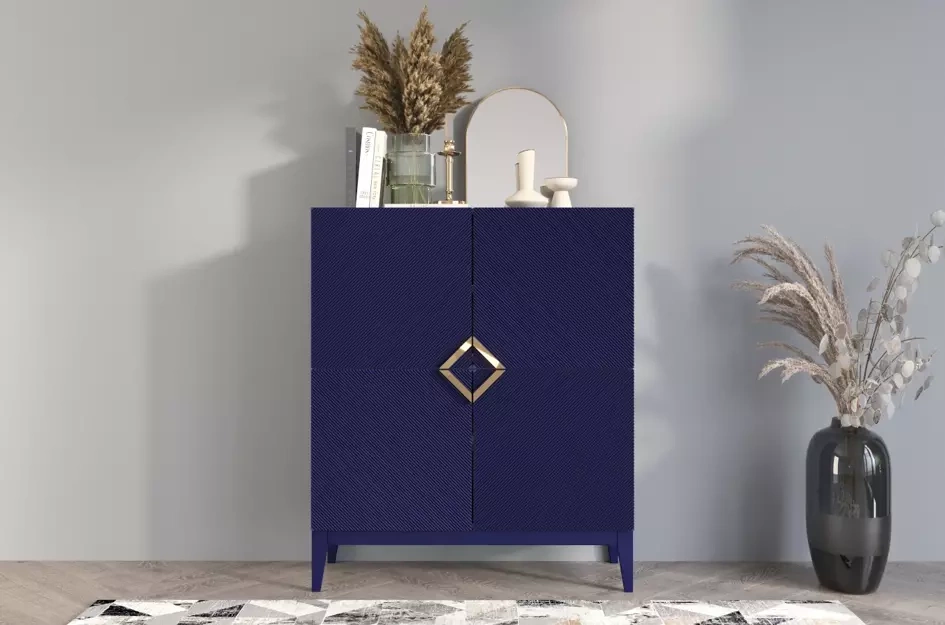 Holzkommode Visby Demi High / 100 Cm / Marineblau