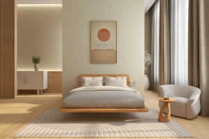 Schwebendes Bett aus Buchenholz Skandica JAPANDIC
