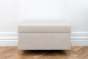 Dancan Borgo Polsterbank Mit Stauraum / Sitztruhe Mit Goldenen Beinen / Fussbank / 80 Cm / Beige