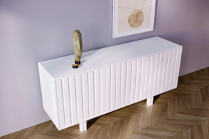 Skandica Vigge Grifflose Kommode Mit Push-To-Open System / Lamellen Effekt / 149 Cm / Weiß