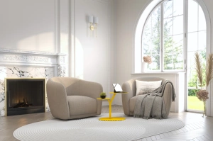 Eleganter Metall-Beistelltisch Kayani Iroko / Gelb