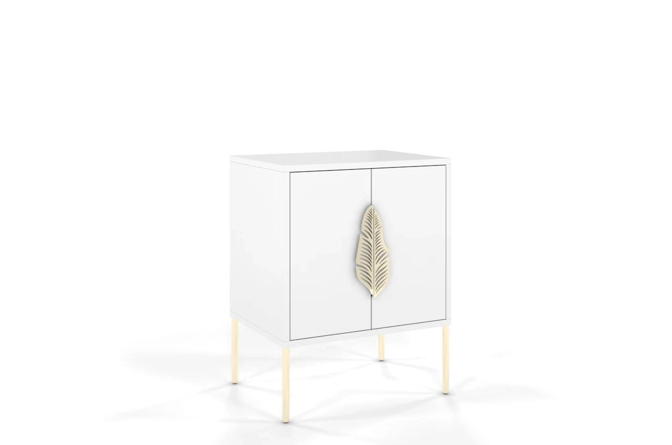 Skandica Merlin Nachttisch, Beistelltisch Mit Goldenen Details / 54 Cm / Weiß