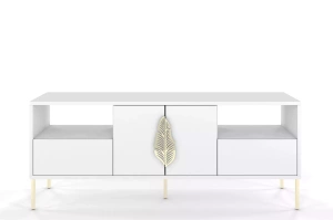 Skandica Merlin Tv-Schrank Mit Goldenen Details / 138 Cm / Weiß