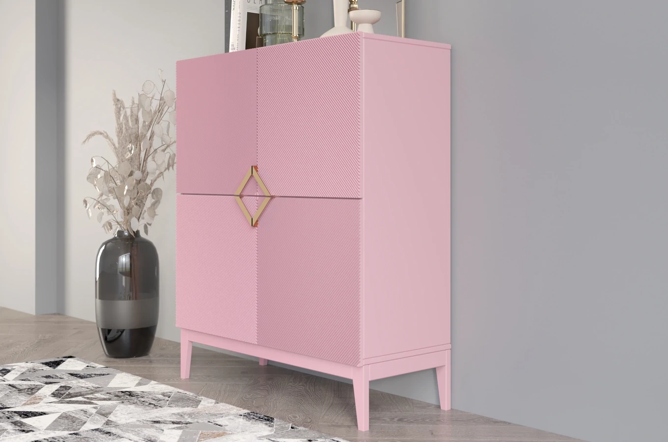 Holzkommode Visby Demi High / 100 Cm / Puderrosa