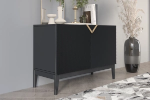 Holzkommode Visby Demi Long 2D / 100,5 Cm / Schwarz