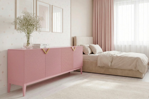 Holzkommode Visby Demi Long / 201,5 Cm / Puderrosa