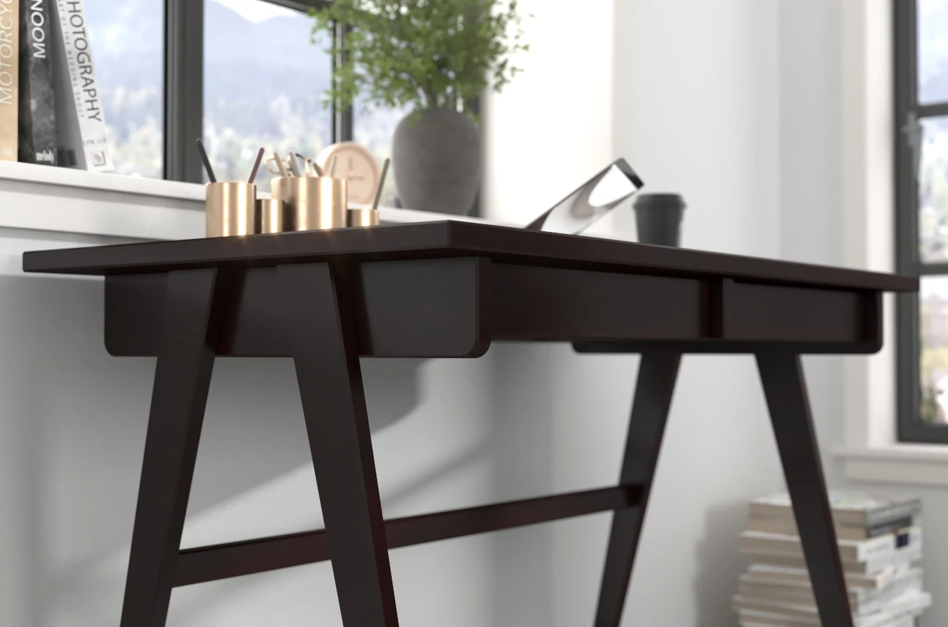 Schreibtisch / Schminktisch mit Schubladen aus Buchenholz Visby Edda / 120 x 65 cm