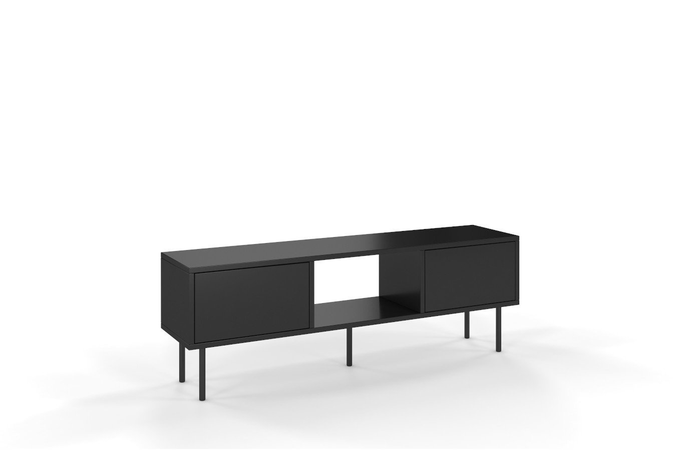 Dancan Mirka Minimalistische Tv-Schrank Auf Metallbeinen / 130 Cm / Schwarz