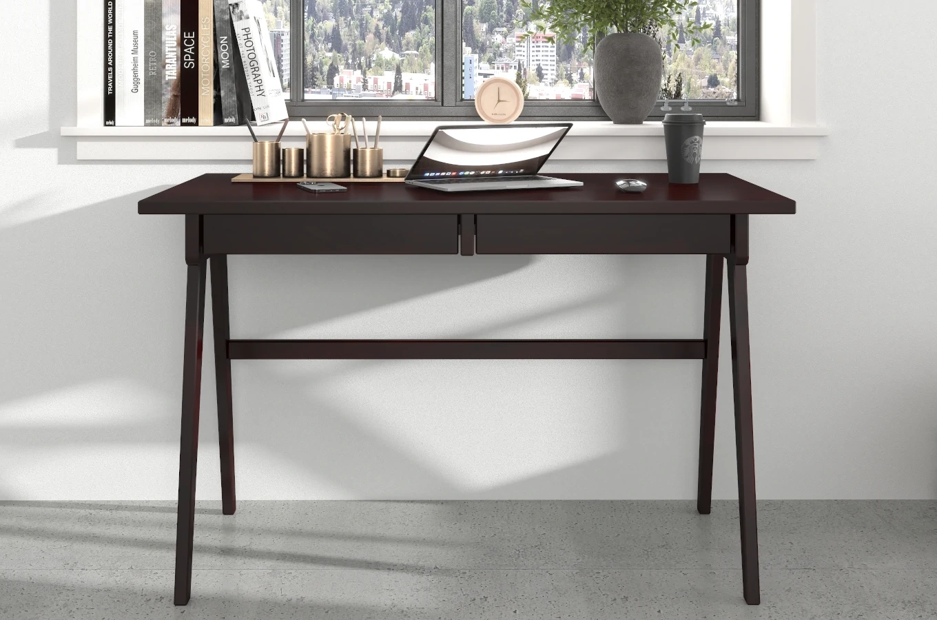Schreibtisch / Schminktisch mit Schubladen aus Buchenholz Visby Edda / 120 x 65 cm