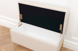 Dancan Borgo Polsterbank Mit Stauraum / Sitztruhe Mit Goldenen Beinen / Fussbank / 80 Cm / Beige