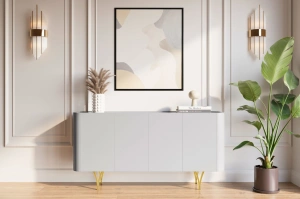 Moderne Kommode Dancan Monza / 160 cm / graue mit goldenen Beinen