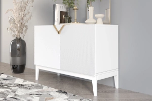 Holzkommode Visby Demi Long 2D / 100,5 Cm / Weiß + weiße Beine