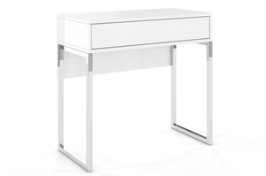 Dancan Eva Moderne Schminktisch / Kosmetiktisch / Schreibtisch Auf Silbernen Beinen / Hochglanz / 1 Schublade / 80 Cm / Weiß