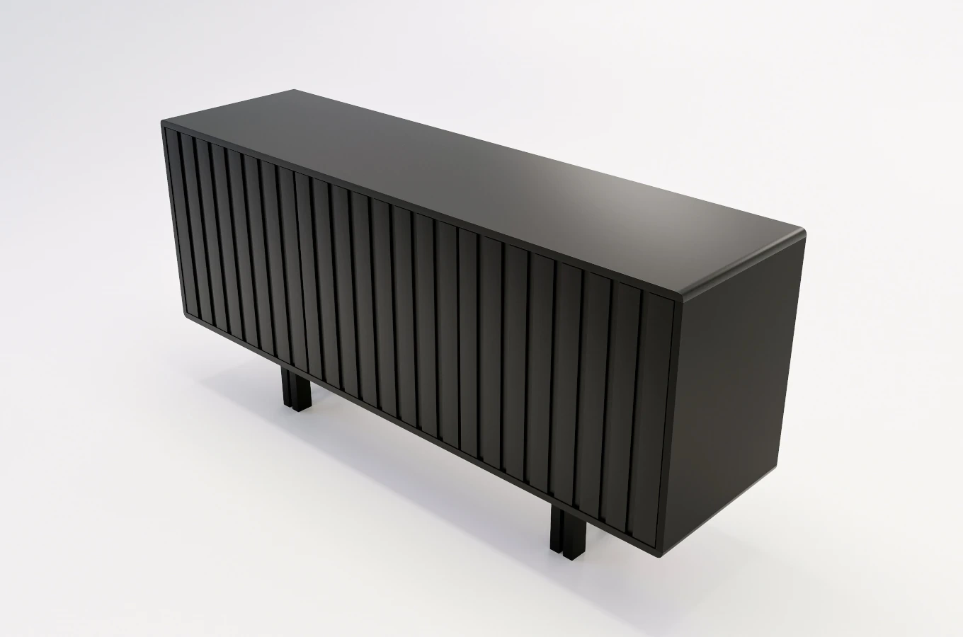 Skandica Vigge Grifflose Kommode Mit Push-To-Open System / Lamellen Effekt / 149 Cm / Schwarz
