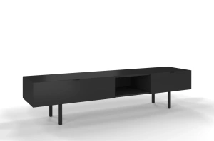 Skandica Myway Moderne TV-Schrank mit Schublade / Minimalistische TV-Schrank auf Metallbeinen / 180 Cm / Schwarz