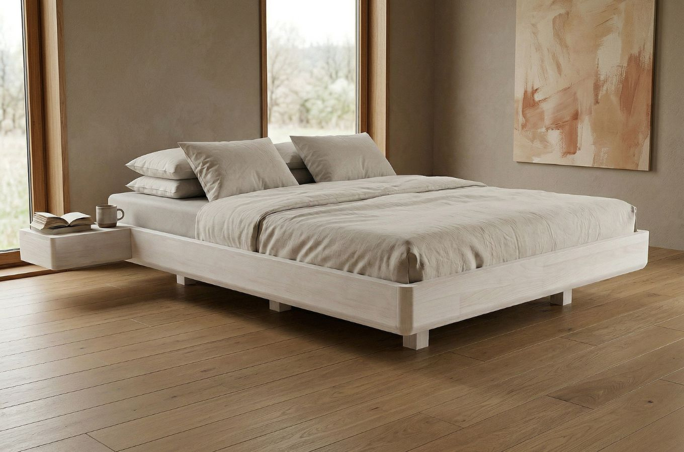 Schwebebett aus Buchenholz Visby LENA FLAT – mit oder ohne Nachttische