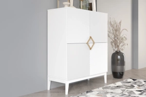 Holzkommode Visby Demi High / 100 Cm / Weiß + weiße Beine