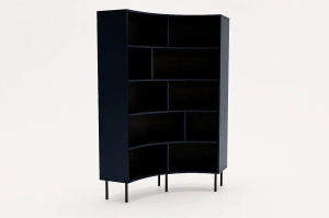 Skandica Horn Eckregal / Bücherregal / Hoches Regal In Bogenform / Mit Schwarzen Beinen / 10 Fächern / 100 Cm / Marineblau