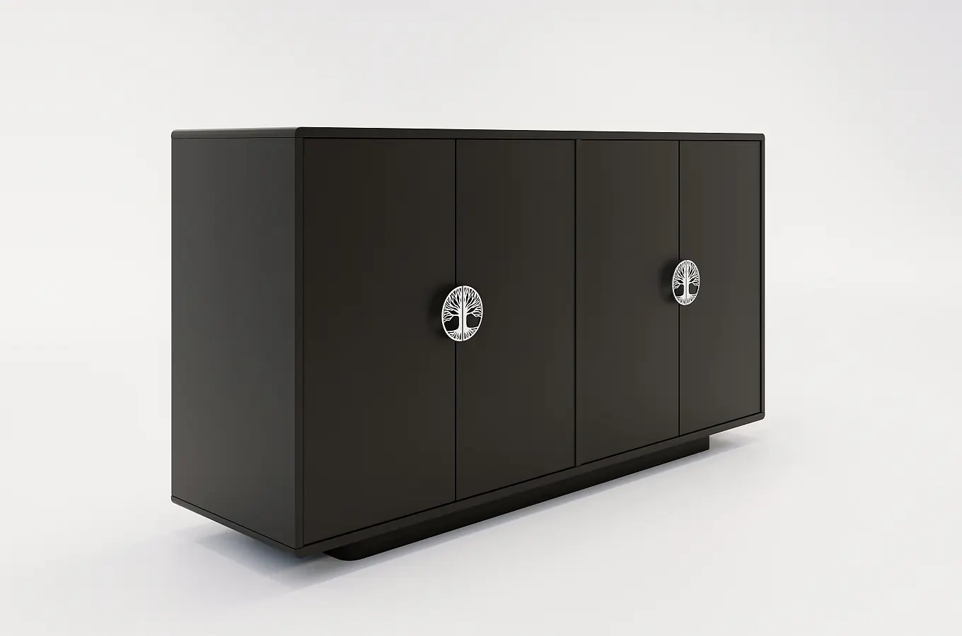 Dancan Lotta Kommode Mit Silbernen Griffen / Abgerundete Kanten / 139 Cm / Schwarz