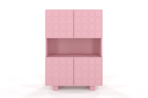 Skandica Cubo High Kommode 3D mit dekoriert Front / 4 Türen / 85 x 120 Cm / Puderrosa