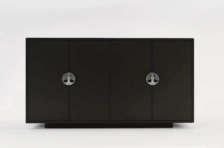 Dancan Lotta Kommode Mit Silbernen Griffen / Abgerundete Kanten / 139 Cm / Schwarz