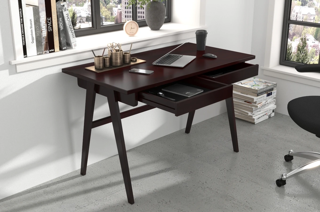 Schreibtisch / Schminktisch mit Schubladen aus Buchenholz Visby Edda / 120 x 65 cm