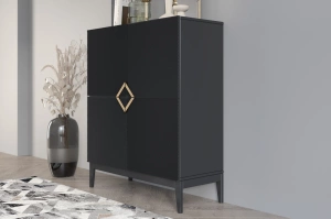 Holzkommode Visby Demi High / 100 Cm / Schwarz