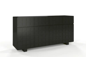 Skandica Cubo Long Kommode 3D mit dekorierter Front / 4 Schubladen / 4 Türen / 169 Cm / Schwarz