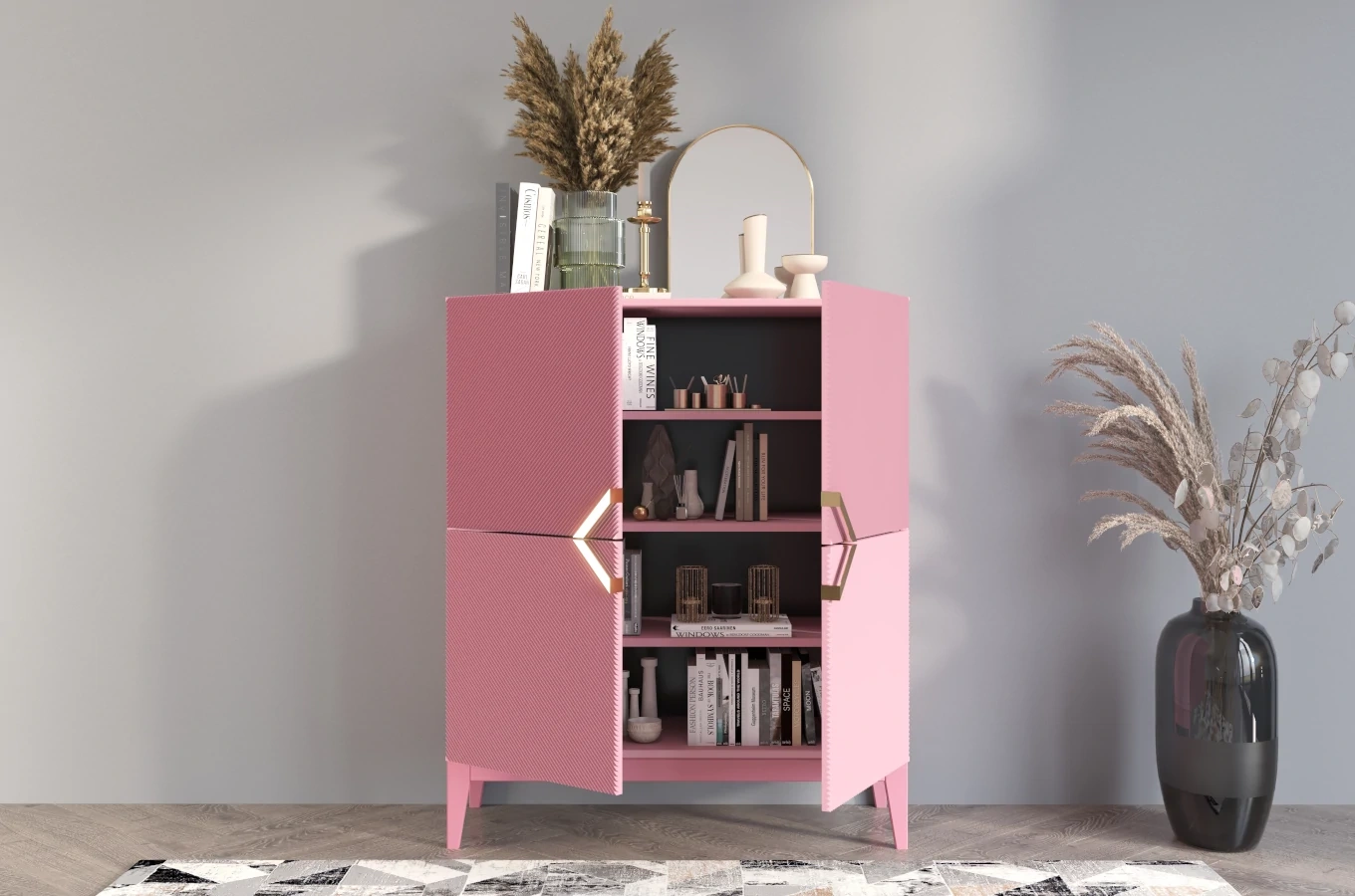 Holzkommode Visby Demi High / 100 Cm / Puderrosa
