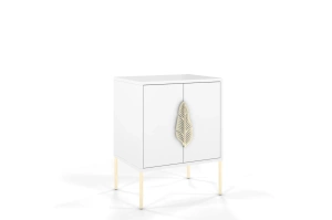 Skandica Merlin Nachttisch, Beistelltisch Mit Goldenen Details / 54 Cm / Weiß