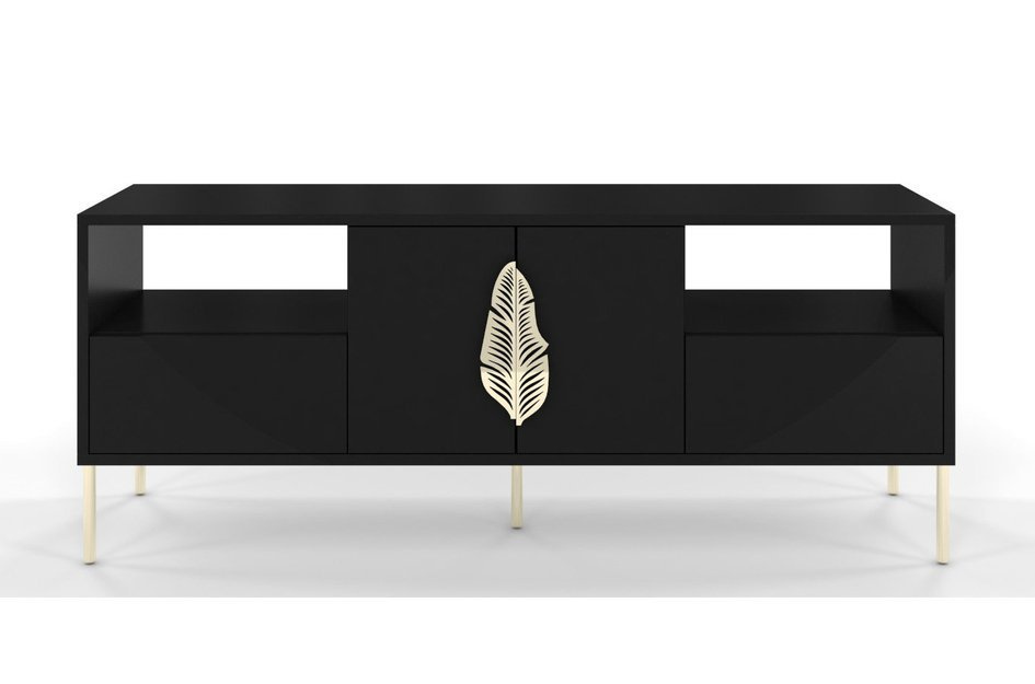 Skandica Merlin Tv-Schrank Mit Goldenen Details / 138 Cm / Schwarz