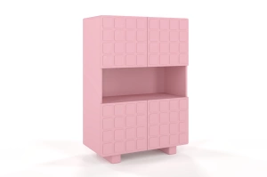 Skandica Cubo High Kommode 3D mit dekoriert Front / 4 Türen / 85 x 120 Cm / Puderrosa