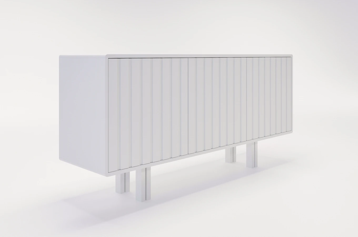 Skandica Vigge Grifflose Kommode Mit Push-To-Open System / Lamellen Effekt / 149 Cm / Weiß