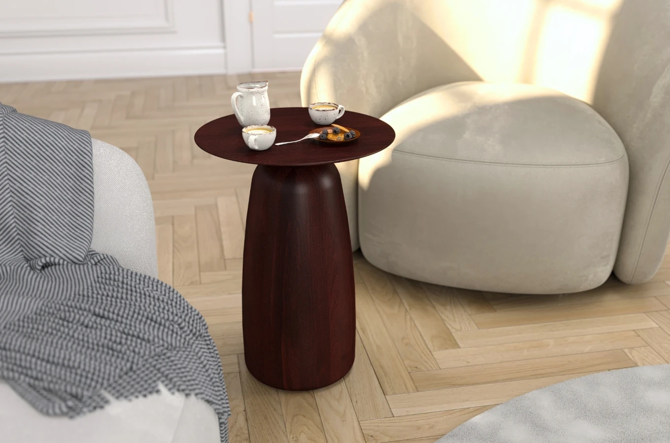 Holztisch Kayani Baobab 44 in verschiedenen Farben / Höhe 44 cm