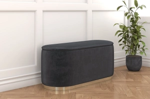 Dancan Scarlett ovaler pouf mit Stauraum / Sitzpuff mit Samtstoff bezogen / 110 Cm / Grau