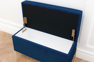 Dancan Borgo Polsterbank Mit Stauraum / Sitztruhe Mit Goldenen Beinen / Fussbank / 80 Cm / Marineblau
