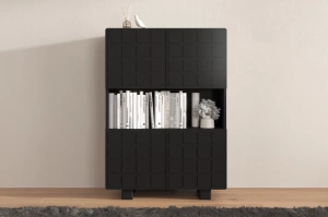 Skandica Cubo High Kommode 3D mit dekoriert Front / 4 Türen / 85 x 120 Cm / Schwarz