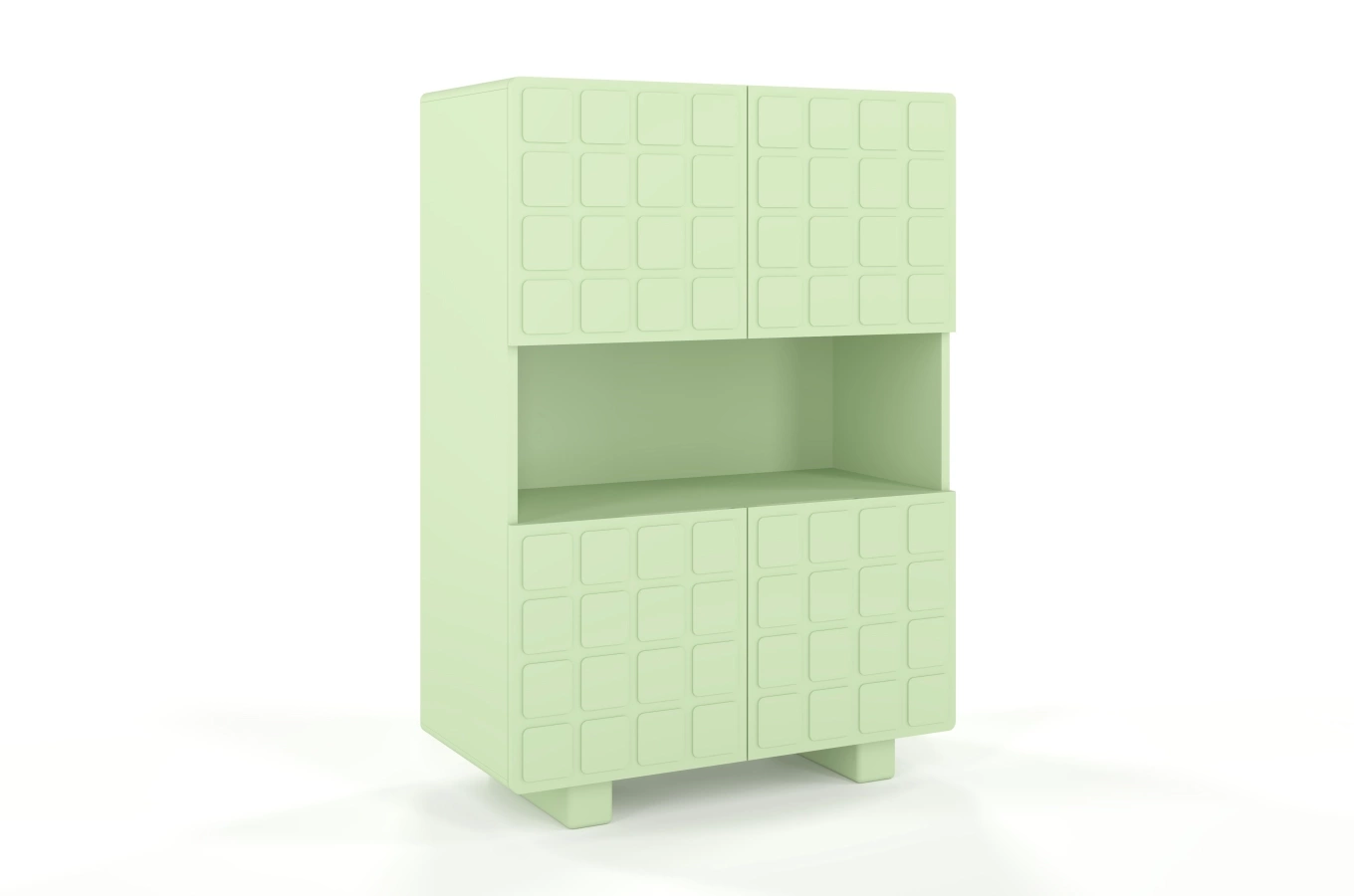 Skandica Cubo High Kommode 3D mit dekoriert Front / 4 Türen / 85 x 120 Cm / Pastellgrün