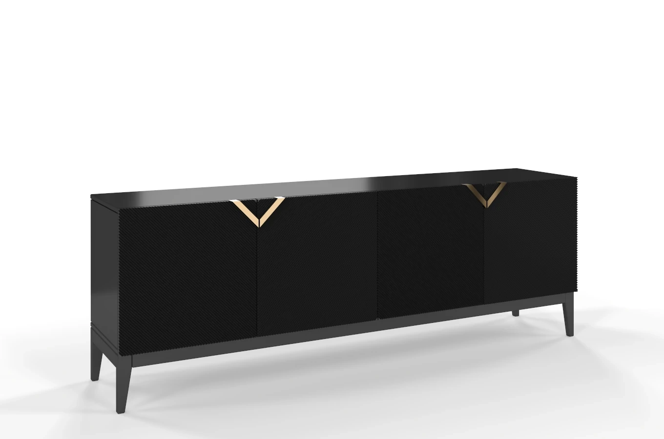 Holzkommode Visby Demi Long / 201,5 Cm / Schwarz