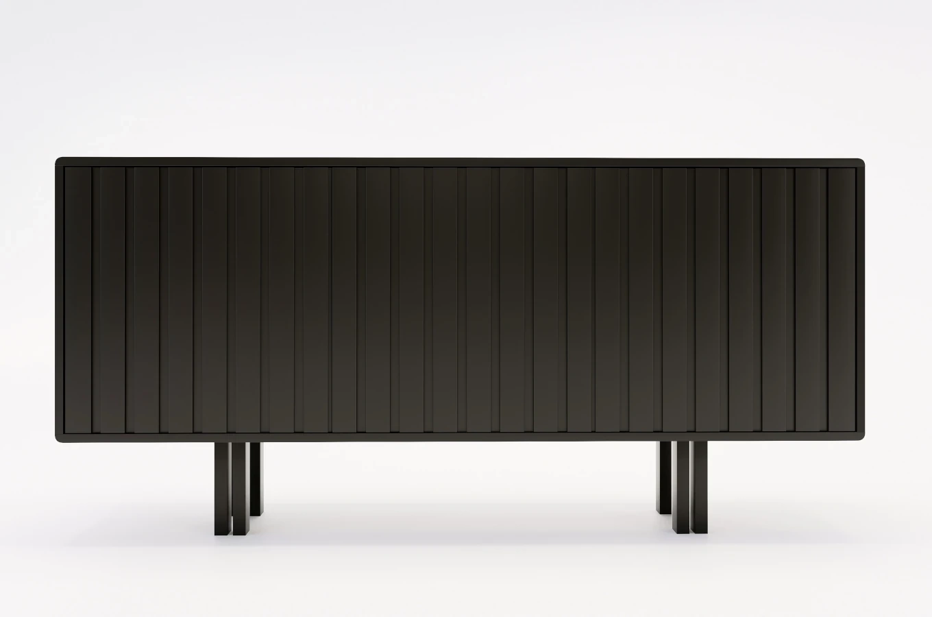 Skandica Vigge Grifflose Kommode Mit Push-To-Open System / Lamellen Effekt / 149 Cm / Schwarz