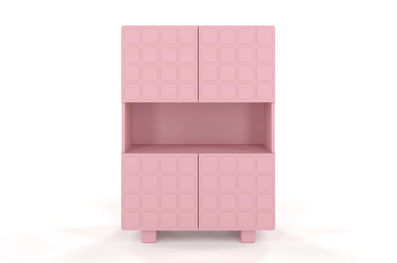 Skandica Cubo High Kommode 3D mit dekoriert Front / 4 Türen / 85 x 120 Cm / Puderrosa