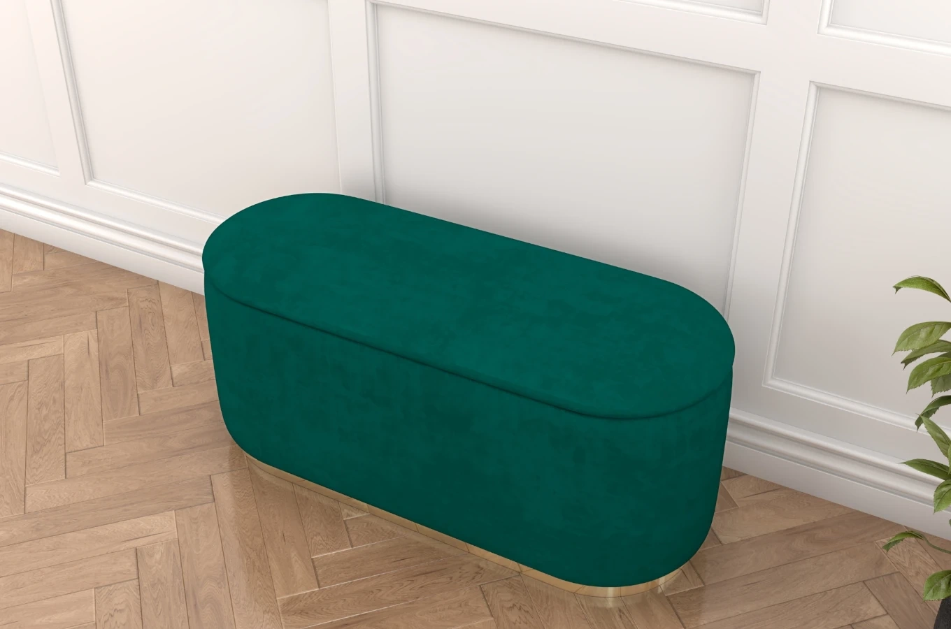 Dancan Scarlett ovaler pouf mit Stauraum / Sitzpuff mit Samtstoff bezogen / 110 Cm / Grün