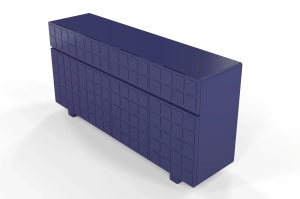 Skandica Cubo Long Kommode 3D mit dekorierter Front / 4 Schubladen / 4 Türen / 169 Cm / Marineblau