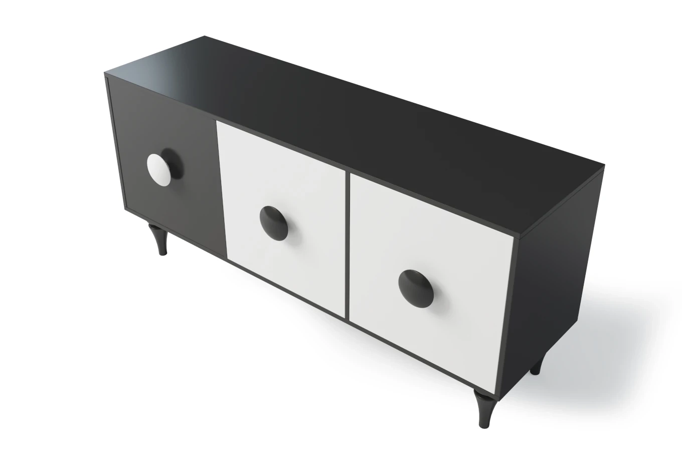 Moderne Kommode Dancan Paradis / 3 Fächer / 158 cm / Schwarz-Weiß