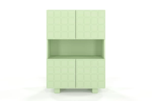 Skandica Cubo High Kommode 3D mit dekoriert Front / 4 Türen / 85 x 120 Cm / Pastellgrün
