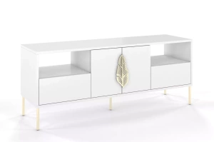 Skandica Merlin Tv-Schrank Mit Goldenen Details / 138 Cm / Weiß
